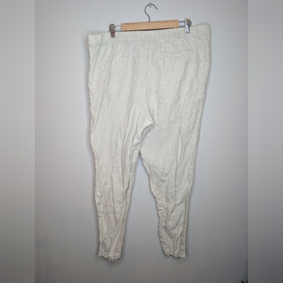 H&M Cream Relaxed Fit Women's XL 100% Linen Straight Leg Pant - Picture 2 of 14